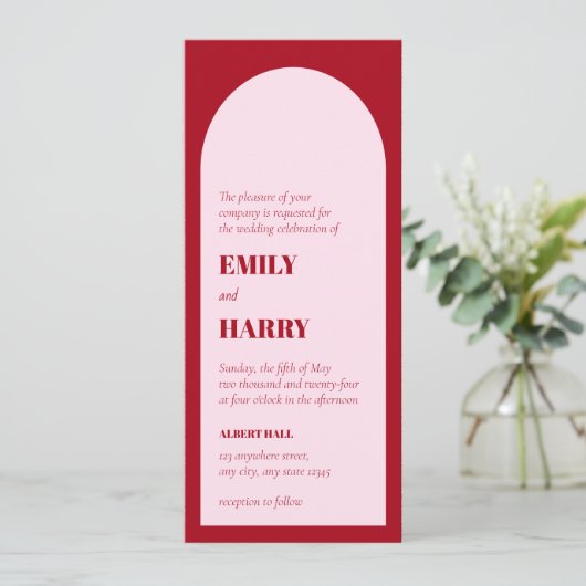 Moderne Arch Bold Typography QR code Long Wedding  Kaart (Staand voorkant)