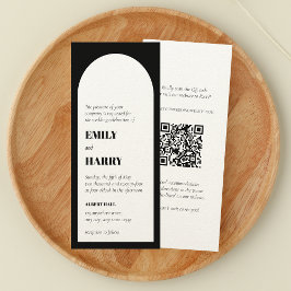 Moderne Arch Bold Typography QR code Long Wedding Kaart