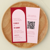 Moderne Arch Bold Typography QR code Long Wedding  Kaart