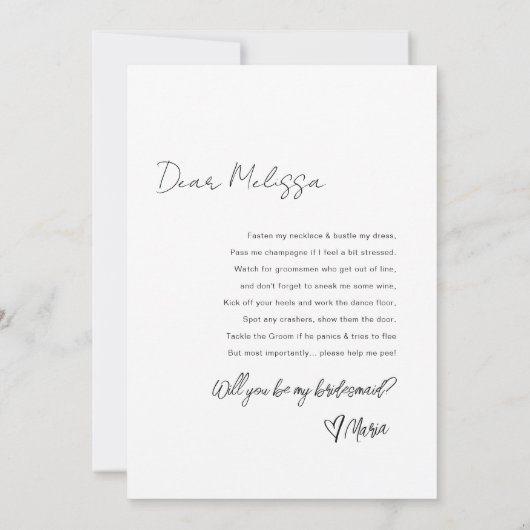 Moderne Arch Bridesmaid Photo proposal Kaart (Achterkant)