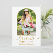 Moderne Arch Calligrafie Foto Gold Pet Afstuderen Aankondiging (Staand voorkant)