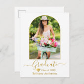 Moderne Arch Calligrafie Foto Gold Pet Afstuderen Briefkaart (Voorkant / Achterkant)