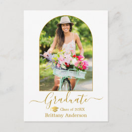 Moderne Arch Calligrafie Foto Gold Pet Afstuderen Briefkaart