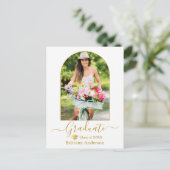 Moderne Arch Calligrafie Foto Gold Pet Afstuderen Briefkaart (Staand voorkant)