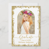 Moderne Arch Calligraphy Gold Glitter Afstuderen Aankondiging (Voorkant)