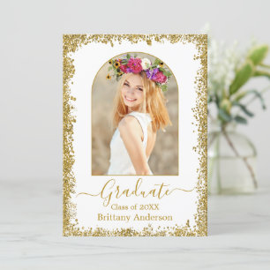 Moderne Arch Calligraphy Gold Glitter Afstuderen Aankondiging