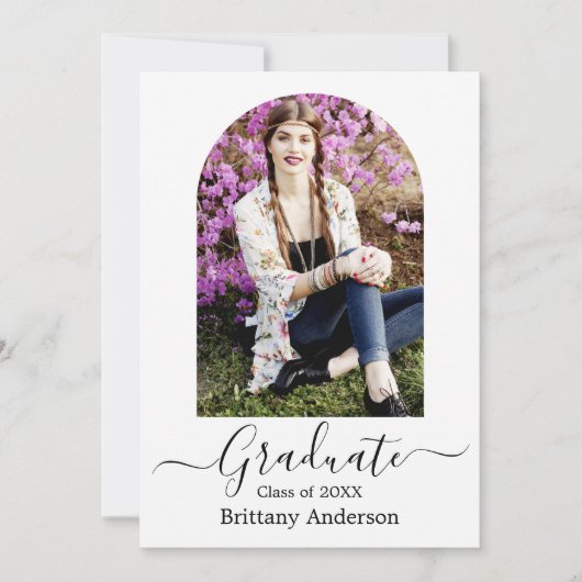 Moderne Arch Calligraphy Graduation Party Kaart