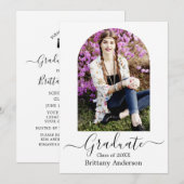 Moderne Arch Calligraphy Graduation Party Kaart (Voorkant / Achterkant)