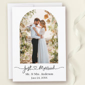Moderne Arch Calligraphy Heart Photo Wedding Aankondiging