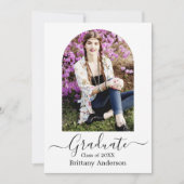 Moderne Arch Calligraphy Photo Afstuderen Aankondiging (Voorkant)