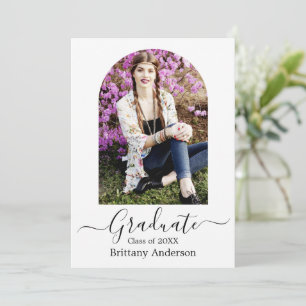 Moderne Arch Calligraphy Photo Afstuderen Aankondiging