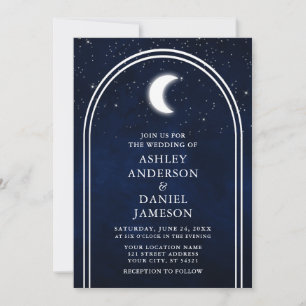 Moderne Arch Celestial Moon Stars Wedding Kaart