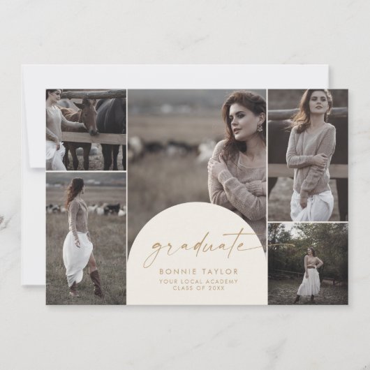 Moderne Arch Cream Afstuderen Multi Photo Afstuder Aankondiging (Voorkant)