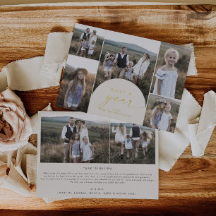 Moderne Arch   Cream Folie Multi Photo What A Year Feestdagenkaart