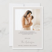 Moderne Arch Cream Grey Photo Happy Holiday Card Kaart (Achterkant)