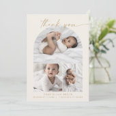 Moderne Arch | Cream Photo Collage Dankuwel Aankondiging (Staand voorkant)