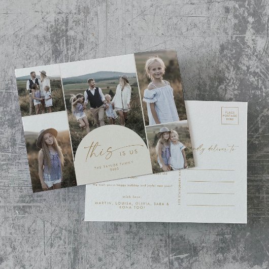 Moderne Arch | Crème multi-fotoserie Dit zijn wij Feestdagenkaart