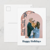 Moderne Arch Custom Foto Pink Foliage Feestdagenkaart (Voorkant / Achterkant)