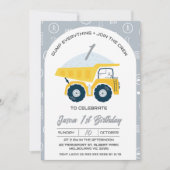 Moderne Arch Dump Alles Dump Truck Verjaardag Kaart (Voorkant)