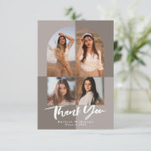 Moderne Arch Dusty Silver Grey Photo Afstuderen Bedankkaart (Staand voorkant)