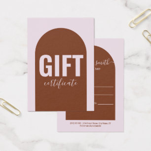 Moderne Arch Earth Tones Business Cadeaubon Visitekaartje