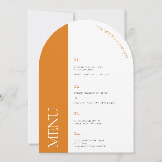Moderne Arch Elegance | Trouwmenu Kaart (Voorkant)