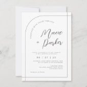 Moderne Arch Elegant Typography Chic Photo Wedding Kaart (Voorkant)
