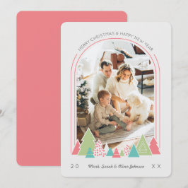 Moderne Arch en Colorful Tree-kerstkaart Kaart