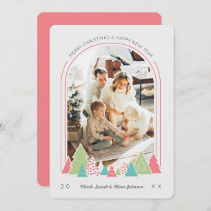 Moderne Arch en Colorful Tree-kerstkaart Kaart