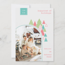 Moderne Arch en Colorful Tree-kerstkaart Kaart