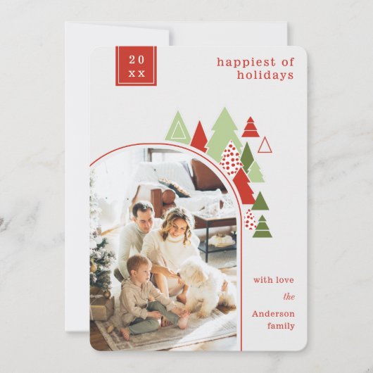 Moderne Arch en Colorful Tree-kerstkaart Kaart (Voorkant)