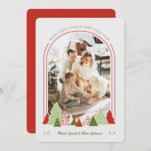 Moderne Arch en Colorful Tree-kerstkaart Kaart (Voorkant / Achterkant)