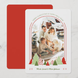 Moderne Arch en Colorful Tree-kerstkaart Kaart