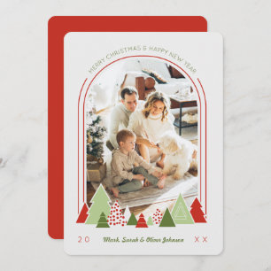 Moderne Arch en Colorful Tree-kerstkaart Kaart