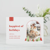 Moderne Arch en Colorful Tree-kerstkaart Kaart (Staand voorkant)