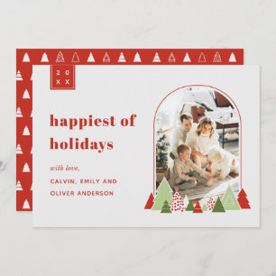 Moderne Arch en Colorful Tree-kerstkaart Kaart