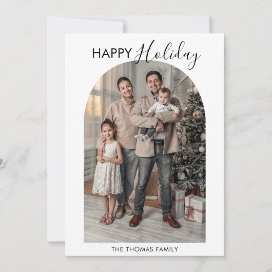 Moderne Arch Family Photo Collage Holiday Card Kaart (Voorkant)