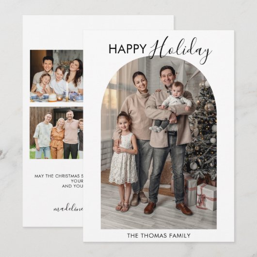 Moderne Arch Family Photo Collage Holiday Card Kaart (Voorkant / Achterkant)