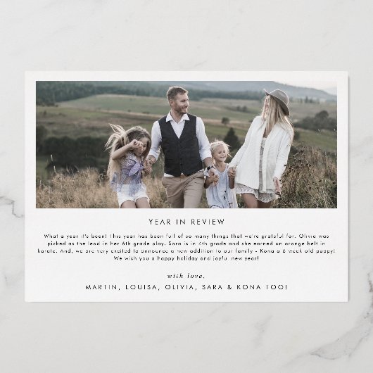 Moderne Arch | Folie 3 Familie Foto's kerstnieuws Folie Feestdagenkaart (Achterkant)