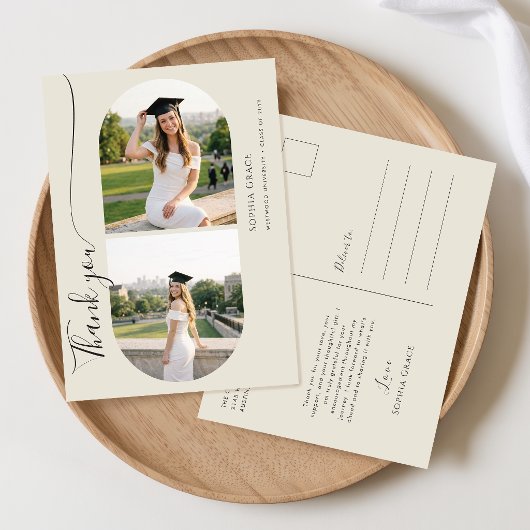 Moderne Arch Foto Afstudeerfeest Bedankt Briefkaart
