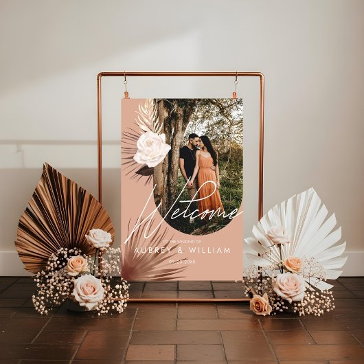 Moderne Arch Foto Boho Waterverf Florals Wedding Acryl Bord