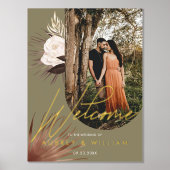 Moderne Arch Foto Boho Waterverf Florals Wedding Folie Afdrukken (Voorkant)