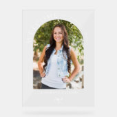 Moderne Arch Foto Elegant Graduation Party Welkom Acryl Bord (Voorkant)