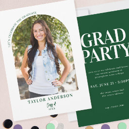 Moderne Arch Foto Elegant Green Graduation Party Kaart