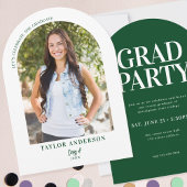 Moderne Arch Foto Elegant Green Graduation Party Kaart