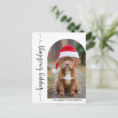 Moderne Arch Foto Kerst Happy Howholidays Hond Feestdagenkaart (Staand voorkant)