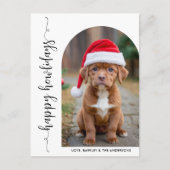 Moderne Arch Foto Kerst Happy Howholidays Hond Feestdagenkaart (Voorkant)