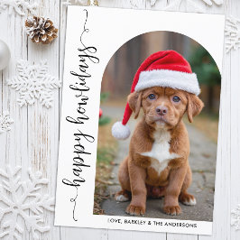 Moderne Arch Foto Kerst Happy Howholidays Hond Feestdagenkaart