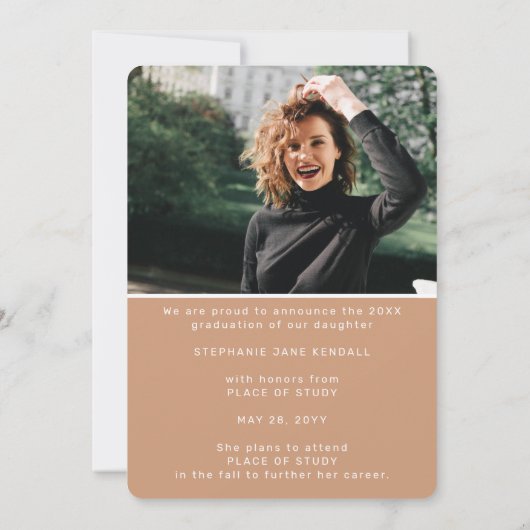 Moderne Arch Foto Neutral Afstuderen Aankondiging (Achterkant)