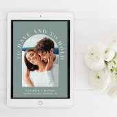 Moderne Arch Foto Sage Green Wedding Kaart